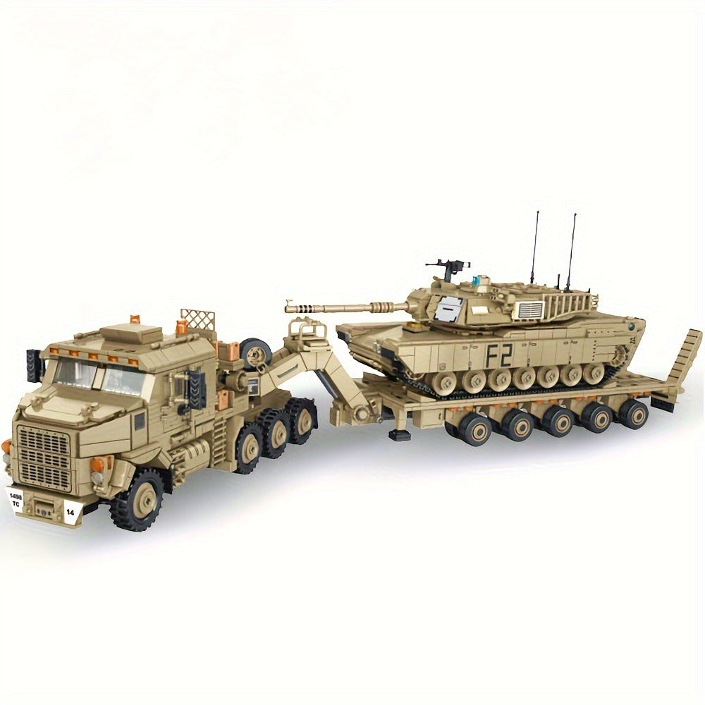 MOC Military Tank Hauler Building Block Set 3482pcs – Armored Heavy Transport Vehicle Brick Model Kit Adult Collector Display Piece Hobbyist Gift Military History Enthusiasts Model 628015