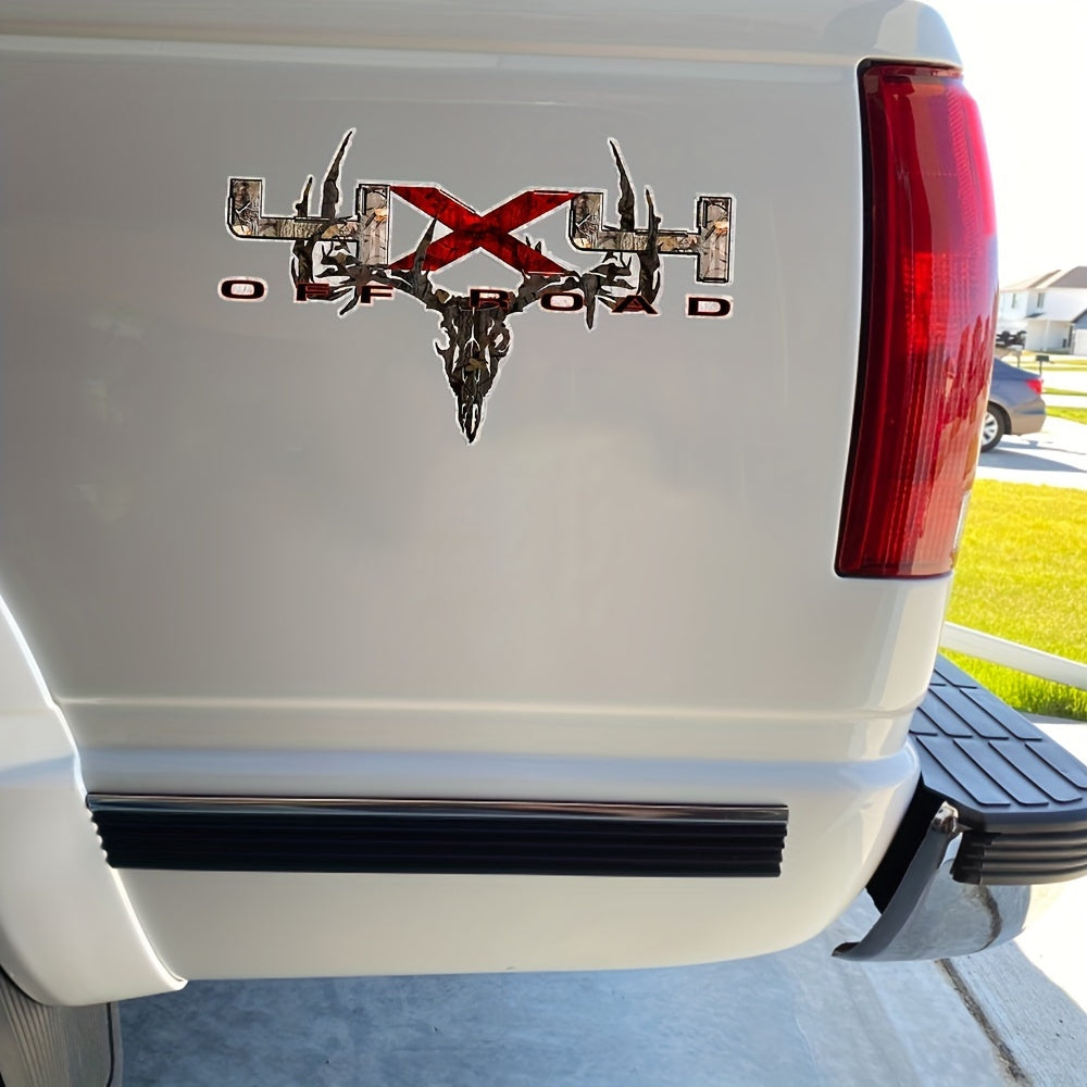 2 Pcs Camouflage 4x4 Truck Decal Archery Deer Hunting Skull Sticker Set Truck Pick Up Bed Sticker Window Decals