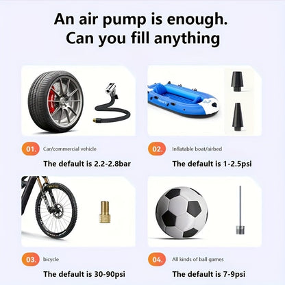 Portable Tire Inflator 150PSI | Digital Gauge LED Light USB Charging