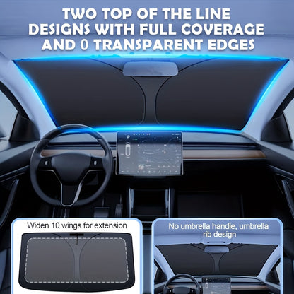 Car Shade Front Windshield | Windshield Dash Protector For Maximum UV Rays And Sun Heat Protection | Sun Visor Car Interior Accessory For Cooler Interior | Larg