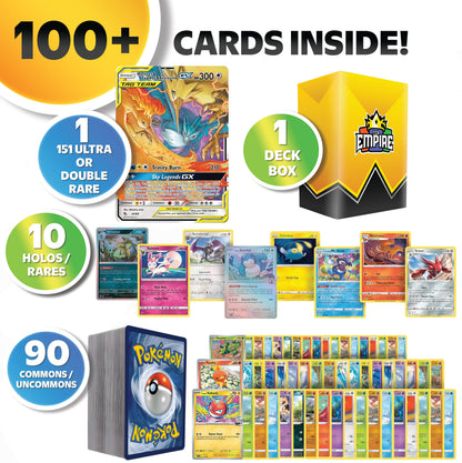 Pokemon 151 Classics Bundle 100+ Cards | Charizard Mewtwo Pikachu Ultra Rare Guaranteed | 10 Holos & Rares | Kanto Collector Gift Set with Storage Box | Authentic TCG Cards