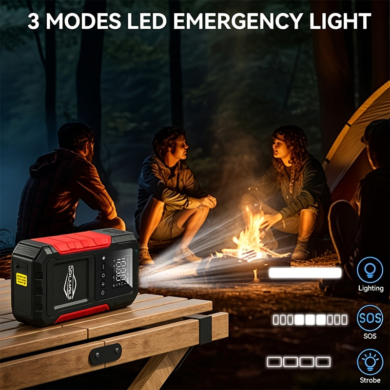 12-In-1 Car Emergency Jump Starter 15000A with Battery Charging System, Optional Air Compressor 150PSI, LED Work Light, USB Type-C Fast Charging And LCD Power Display