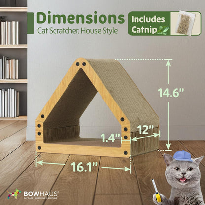 House Cat Scratcher Lounger Reversible Large Scratching Pad & Board for Indoor Cats - 5-Layer High-Density Cardboard 16x14x12 Inch Scratch Bed for All Sizes by CAPHAUS Brown White