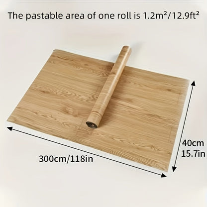 Wood Grain Floor Sticker Roll Peel & Stick Self-Adhesive Non-Slip Thickened Vinyl – Vintage DIY Flooring for Walls, Floors, Desks & Door Panels
