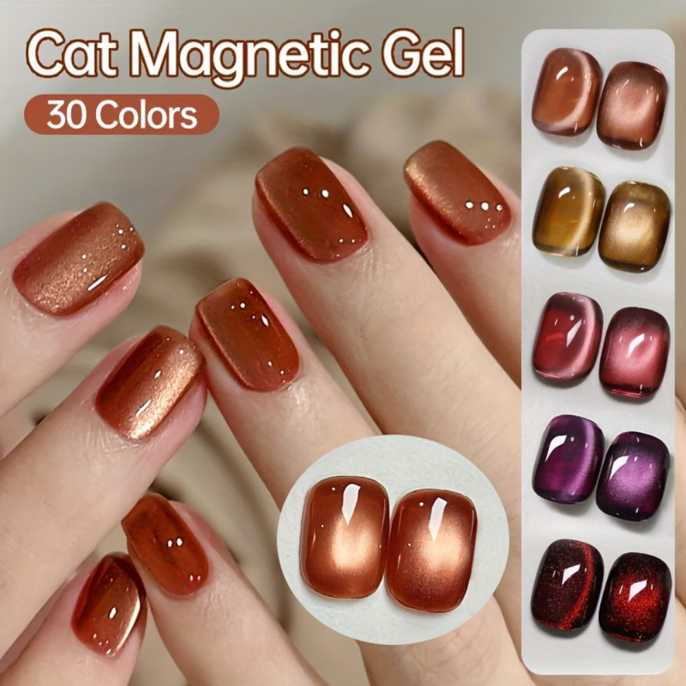 Cat Eye Gel Polish 15ml Plum Bordeaux Magnetic Soak Off UV LED – 3D Light-Shifting Effect Quick Dry Semi-Permanent Long-Lasting Fall Winter Dark Nail Colors for DIY & Salon Nail Art Women