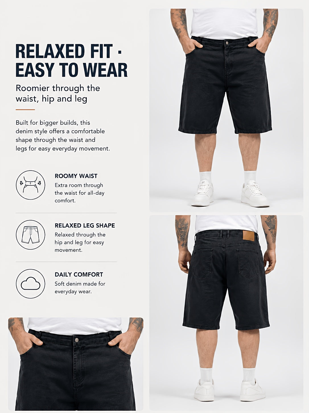 Men's Denim Shorts - Relaxed Fit With Pockets