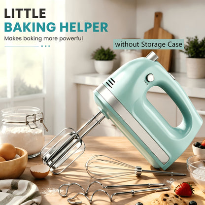 Electric Hand Mixer 5 Speed Turbo Boost - 5 Stainless Steel Accessories, Optional Storage Case, Handheld Mixer for Cookies, Cake, Bread & Baking, Kitchen Gift in 5 Colors Pink Green Purple Black