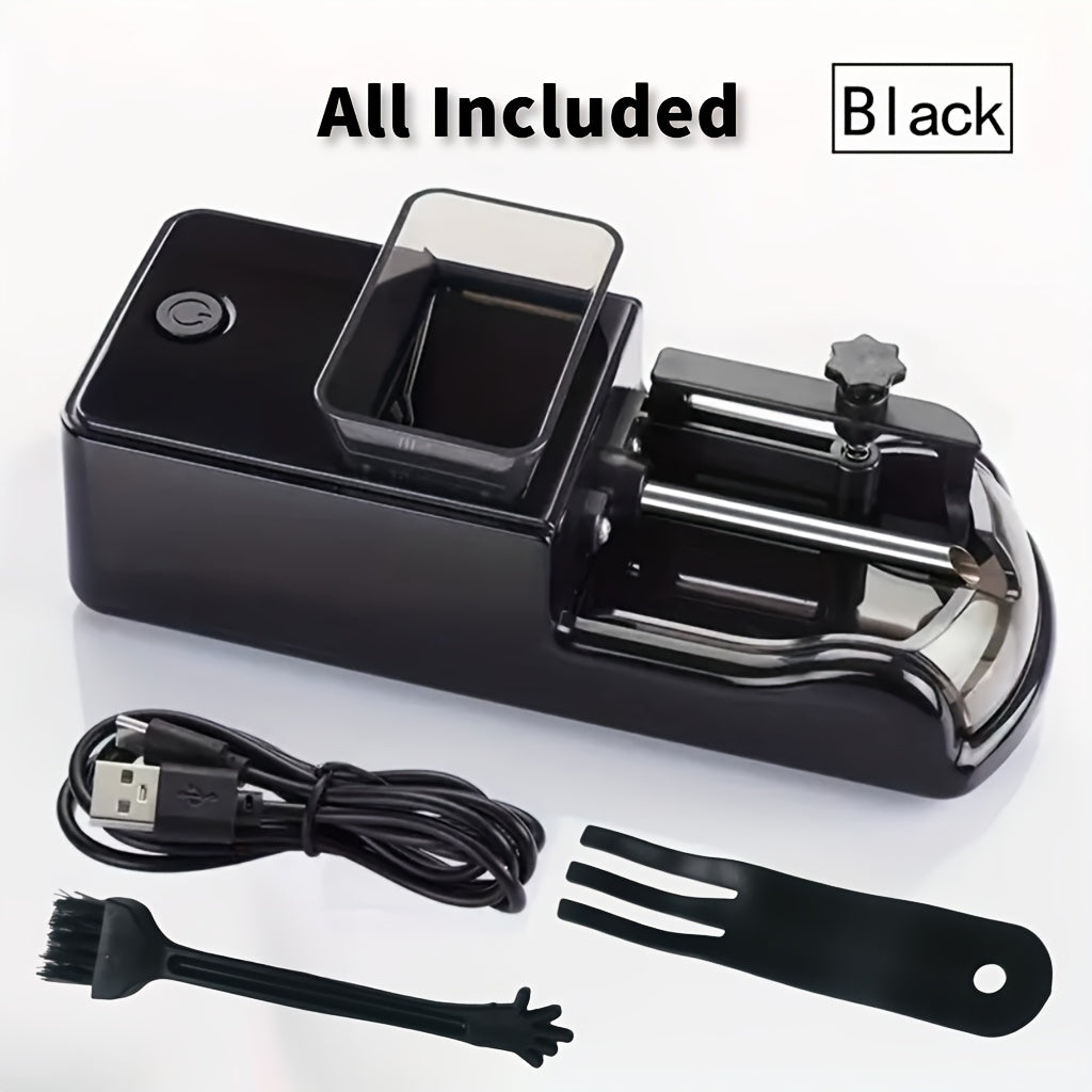 Electric Cigarette Rolling Machine USB Rechargeable Automatic Cigarette Roller 2-Second Rapid Roll High Power Motor Stainless Steel Durable Portable Tobacco Injector Black Blue