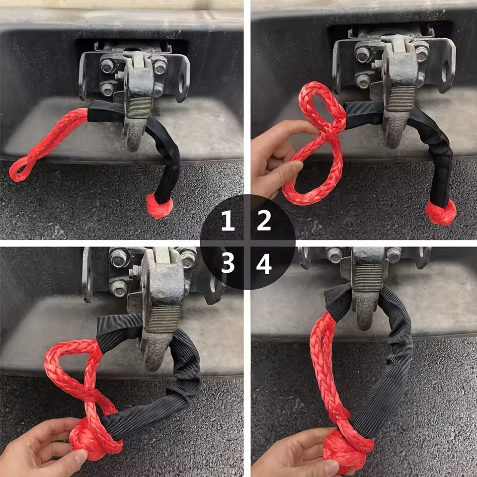 41000lbs Winch Rope Synthetic Soft Shackle Or Recovery Ring Set Rugged Shackles W/ Protective Sleeve for ATV UTV SUV Truck Off-Road Vehicle