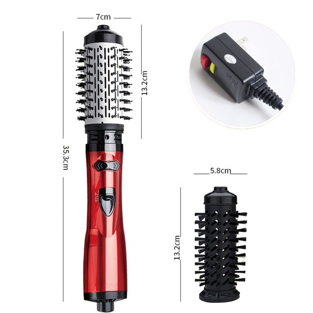 Rotating Hot Air Brush 2-in-1 Auto Curl & Straighten Styling Comb — One-Step Salon Blowout Results at Home, Works on All Hair Types, Available in Red & Purple