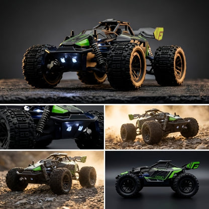 RC Monster Truck 1:20 Scale 4WD with LED Headlights – 2.4GHz All-Terrain Off-Road Remote Control Car, High-Speed Amateur RC Vehicle, Birthday Gift for Boys, Fast & Furious Green Yellow Red