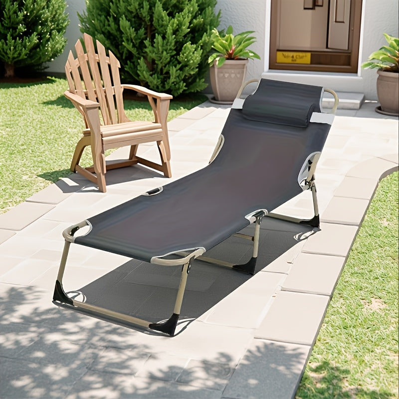 Folding Camping Cot 1200D Portable Sleeping Bed – Lightweight Foldable Outdoor Bed for Camping, Beach, Patio, Sunbathing & Poolside – No Mattress, Gray