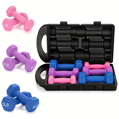 Neoprene Dumbbell Hand Weights Set with Gift Box - Hexagonal Anti-Roll Design, Cast Iron Core, Color Coded Free Weights for Home Gym Strength Training, Aerobics, Yoga, Cardio & Fitness Workouts for Men & Women