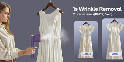 Handheld Garment Steamer 1200W – Portable Clothes Steamer with 15-Second Heat-Up, Dual Steam Settings, Lightweight Travel & Home Steam Iron for Suits, Dress Shirts & Formal Wear