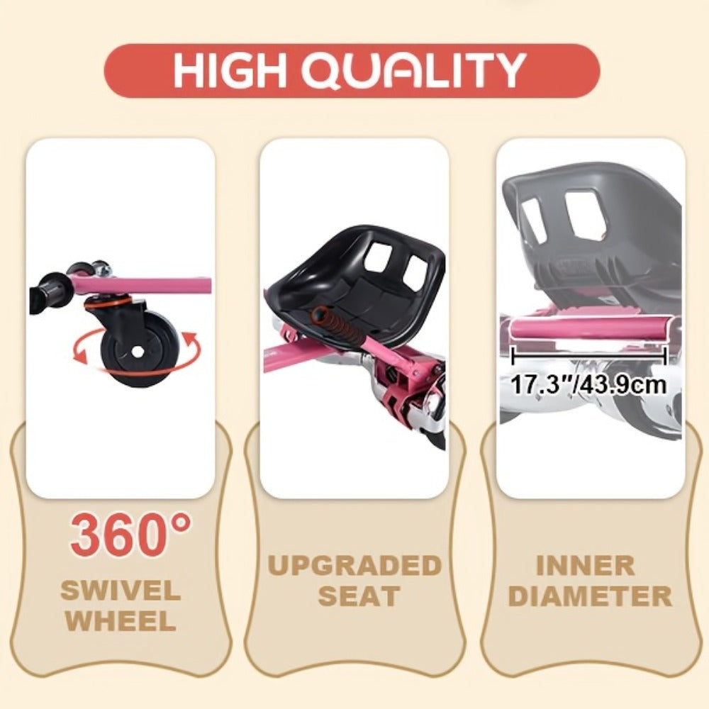 Hoverboard Go Kart Seat Attachment Buggy Conversion Kit 6.5-10 Inch Self-Balancing Scooter 360 Front Wheel Off-Road Tires Shock Absorber Kids Gift No Hoverboard White Black Blue Pink Purple