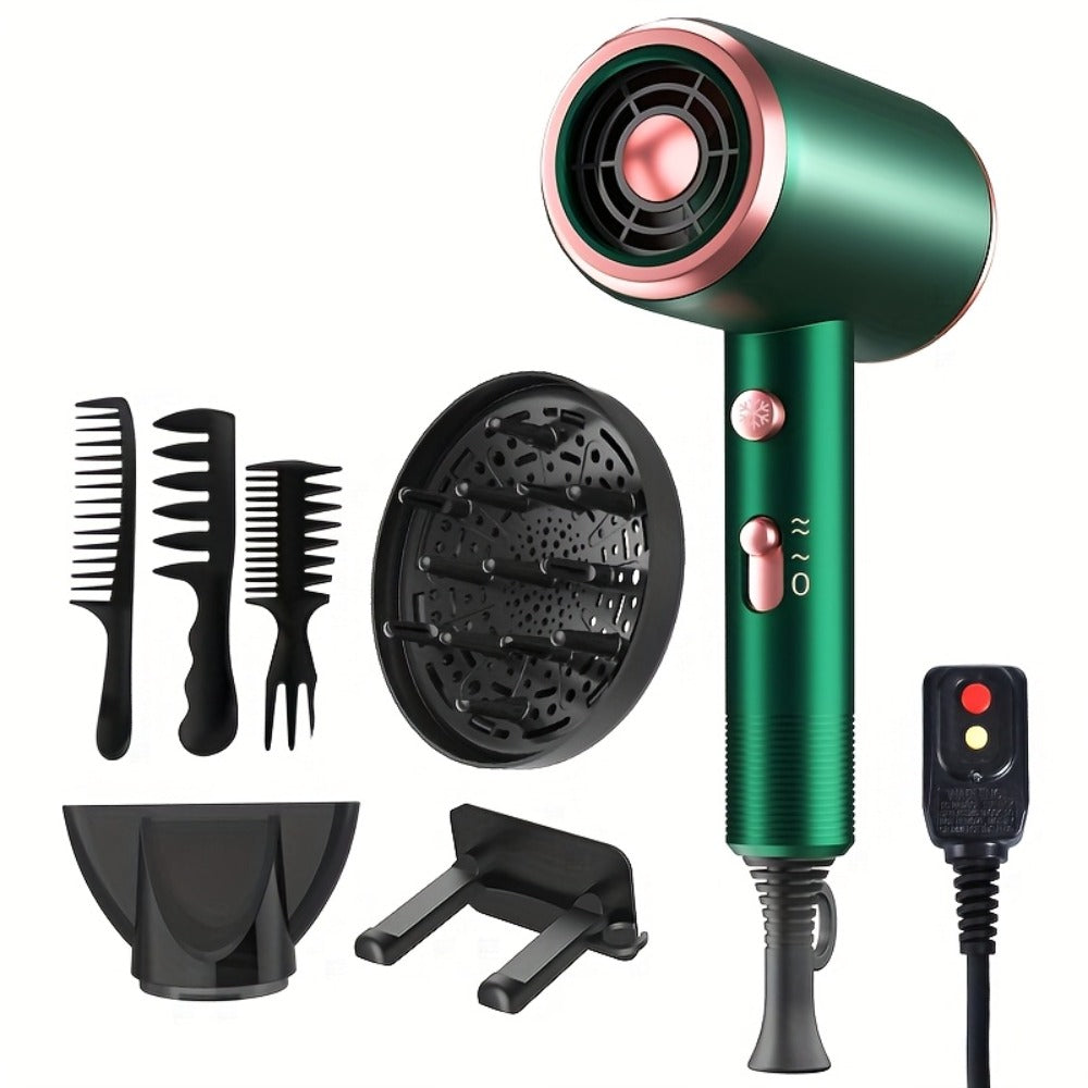 1600W Professional Ionic Hair Dryer with Diffuser, 2 Concentrators, 3 Combs & Hanger — 32000 RPM Low Noise Quick Dry Blow Dryer for Women, Home Salon Travel, 6 Colors