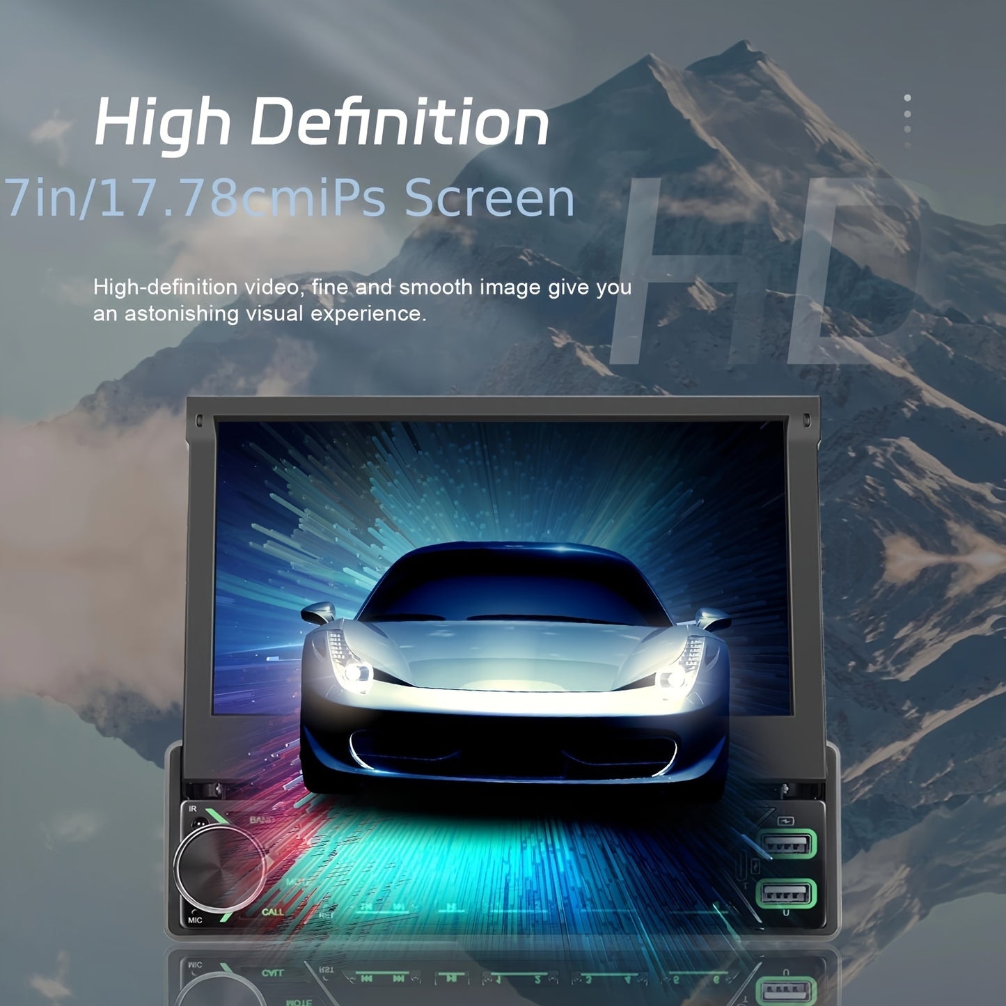 1 DIN 7-Inch HD Retractable Touch Screen Car Stereo Single Din Car MP5 Music Player with Mirror link AUX Colorful Backlight USB FM Radio Receiver