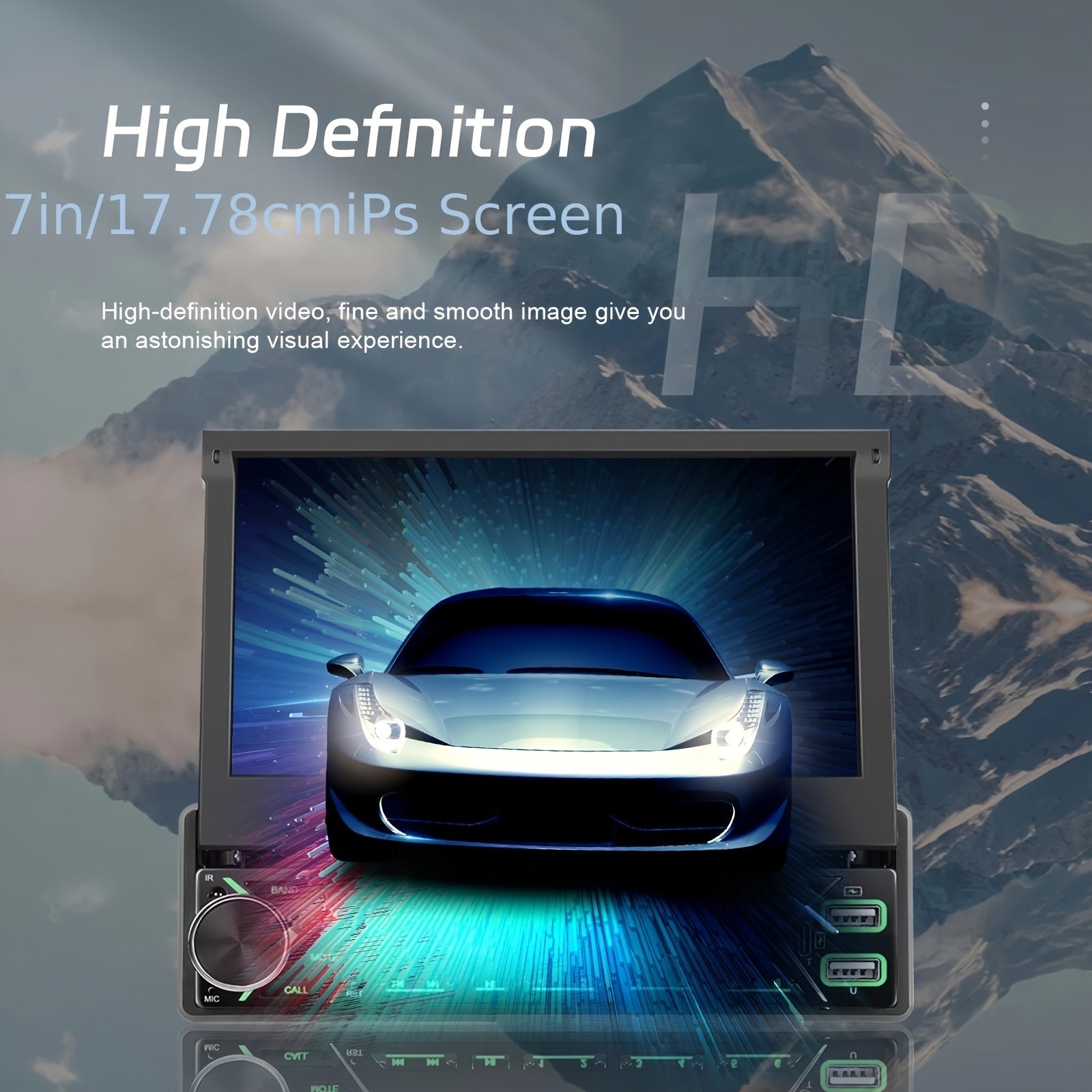 1 DIN 7-Inch HD Retractable Touch Screen Car Stereo Single Din Car MP5 Music Player with Mirror link AUX Colorful Backlight USB FM Radio Receiver
