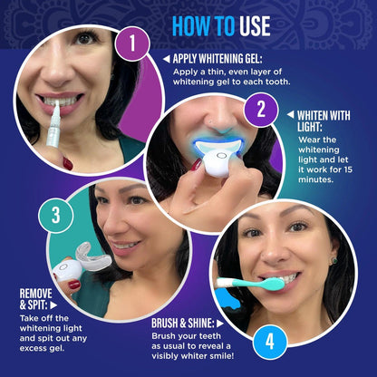 Wireless Teeth Whitening Kit with Gel Pen & 16-LED Blue Light — 40 Treatments, Oil Pulling Sachets, Removes Coffee Tea Wine Stains, Rechargeable Waterproof Mouthpiece for Brighter Smile at Home
