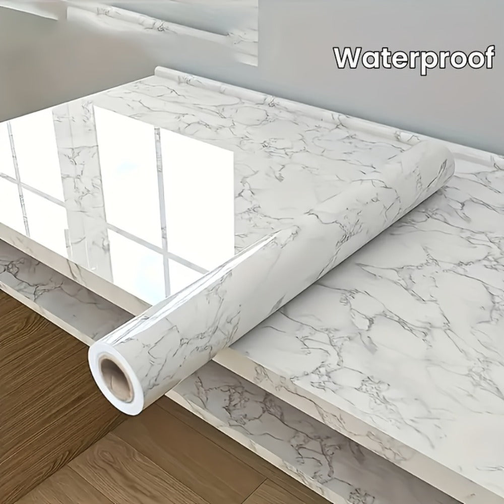 Marble Peel and Stick Wallpaper Roll - Waterproof Oil-Proof Self-Adhesive Wall Contact Paper for Kitchen Backsplash Bathroom Countertop