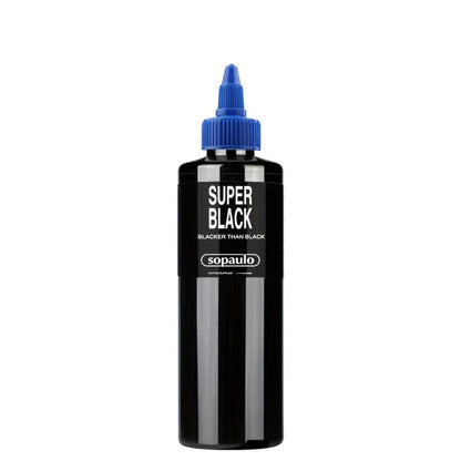 Super Black Tattoo Ink 8oz 240ml Ultra Dark Professional Tattoo Pigment – Large Particles for Bold Lines, Long-Lasting Blackwork & Tribal Body Art for Artists