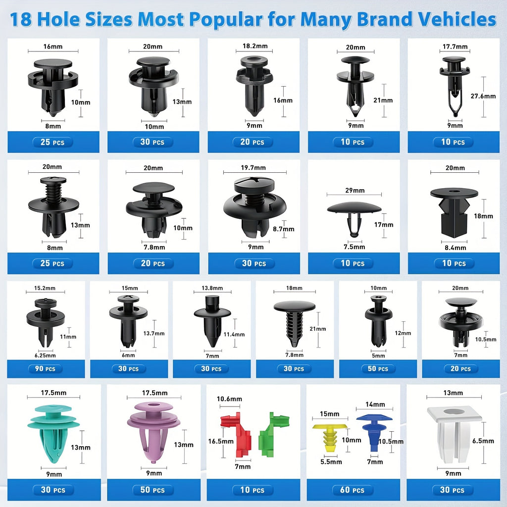 740pcs Of Tools, Universal Automotive Bumper Fixing Clips, Car Door Panel Clips, Push Fender Rivet Expansion Screws Replacement Kit, Automotive Fastener Assembly with Fastener Removal Tools