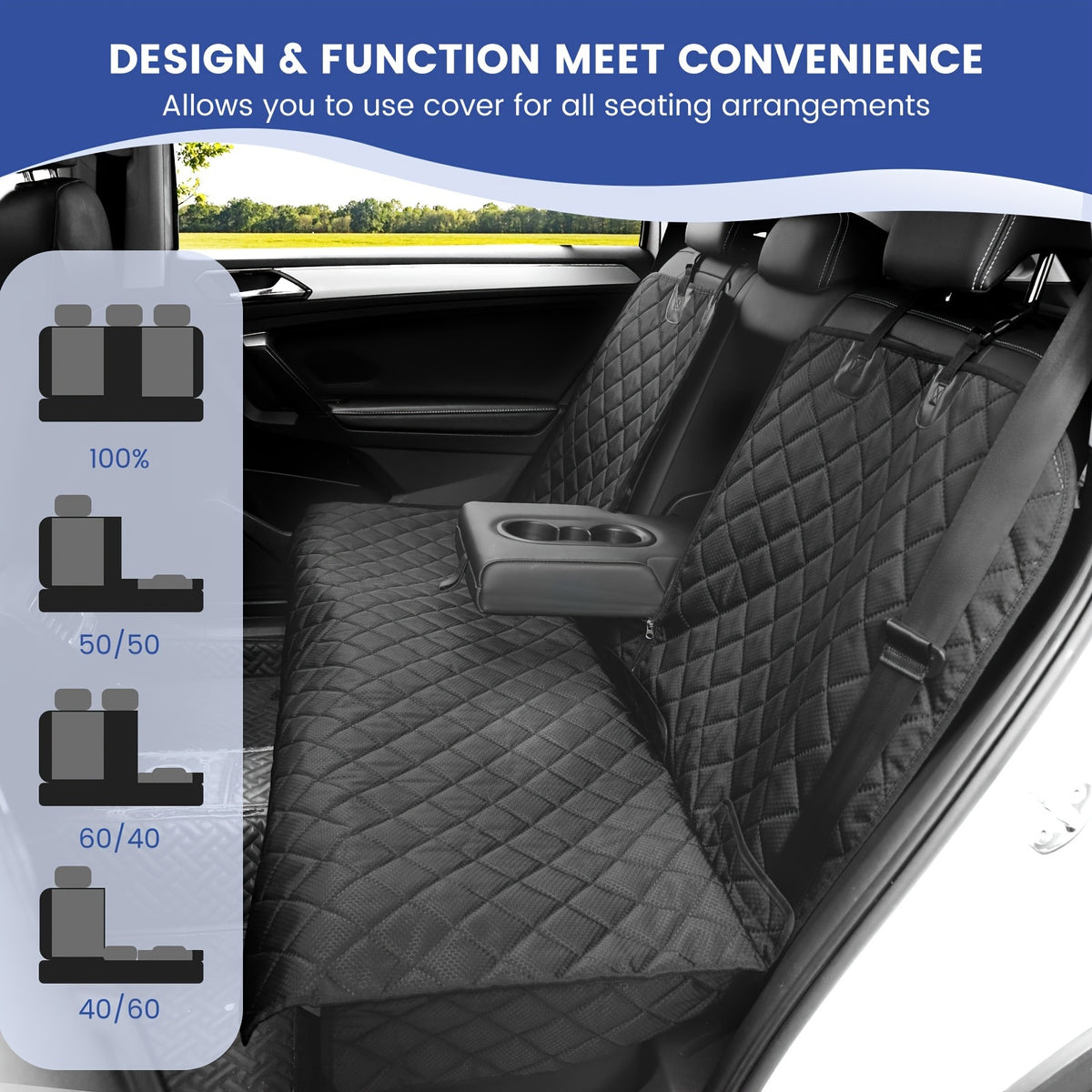 Bench Seat Covers Suitable for Cars, Trucks, And Suvs - Waterproof And Easy to Clean Car Seat Protectors, Perfect for Messy Kids And Drooling Pets (Black)