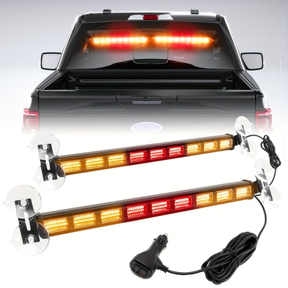 Visor Light Bar 162 LEDs 4-Color Switchable Emergency Warning Light Bar with 27 Flash Patterns Dual Switch Windshield Dash Lights for Trucks Construction Vehicles 12-24V