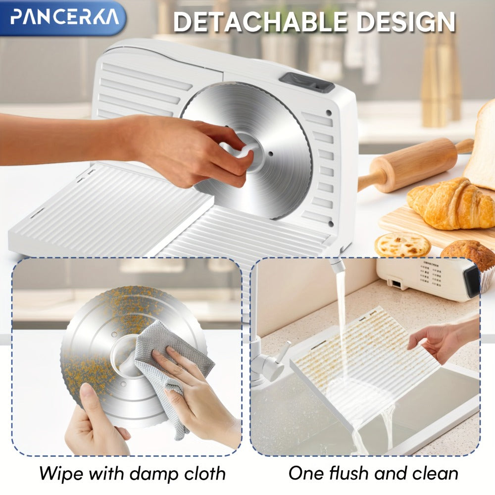 Electric Meat Slicer 0-15mm Adjustable Thickness – Home & Commercial Deli Food Cutter for Meat, Vegetables, Fruits, Bread & Lamb, Stainless Steel Blade, Easy to Clean Kitchen Slicing Machine