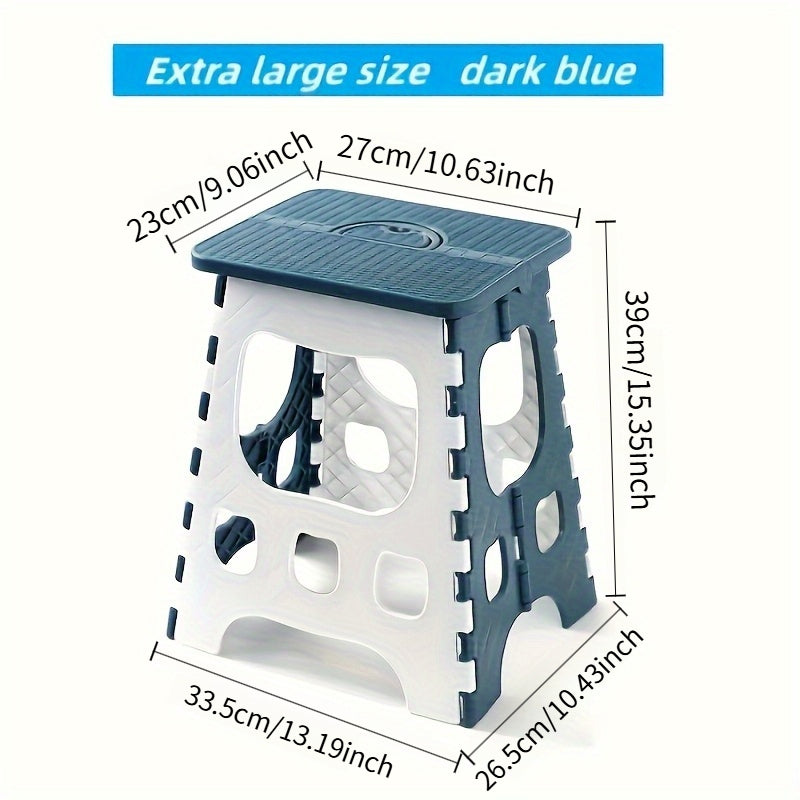 Portable Camping Stool Lightweight PP Polypropylene Oval Folding Stool for Indoor Outdoor Camping Hiking Fishing Travel Dark Blue