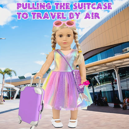 18 Inch Doll Mermaid Accessories Set 20 Pcs – Mermaid Skirt Top Crown Luggage Camera Passport Bank Card Glasses & Tickets, Fits American Girl Dolls Ocean Travel Gift for Girls Ages 3+ No Doll