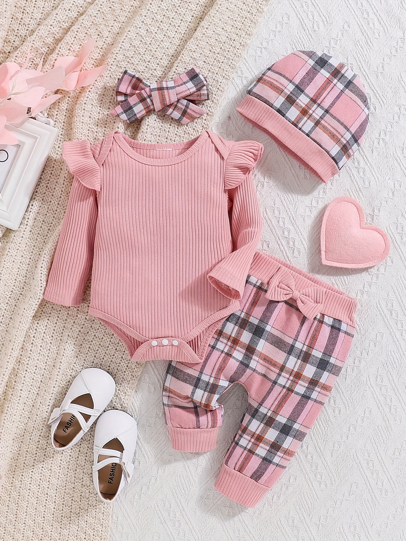 Baby Girls Outfit Set - 2-Piece Plaid