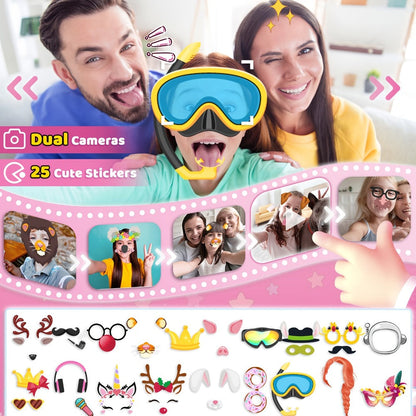 Dinosaur Explorer Phone Toy for Kids with HD Touchscreen & Dual Camera – Educational Smart Phone Toy 8GB for Boys & Girls, Travel Toy in Pink Purple Green, Birthday Christmas Gift
