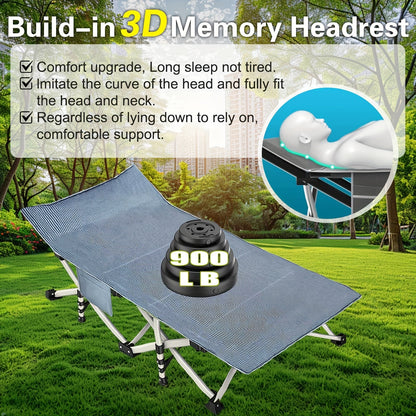 Folding Camping Cot with Mattress 75"-79" | Portable Sleeping Cot for Adults Kids & Teens | Home Office Beach Garden Fishing | Max Load 700-900 lbs