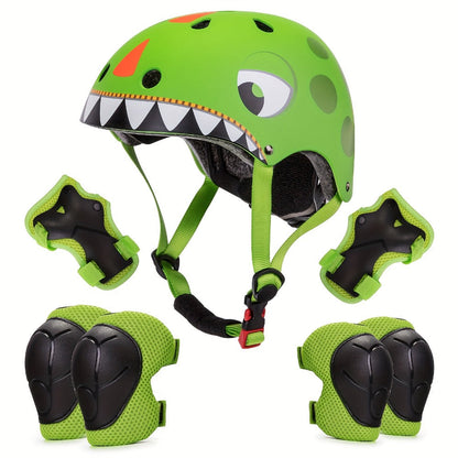Kids Bike Helmet & Protective Gear Set 7-Piece for Ages 2-8 Boys Girls Adjustable Helmet Knee Elbow Wrist Pads for Cycling Skating Scooter Birthday Gift