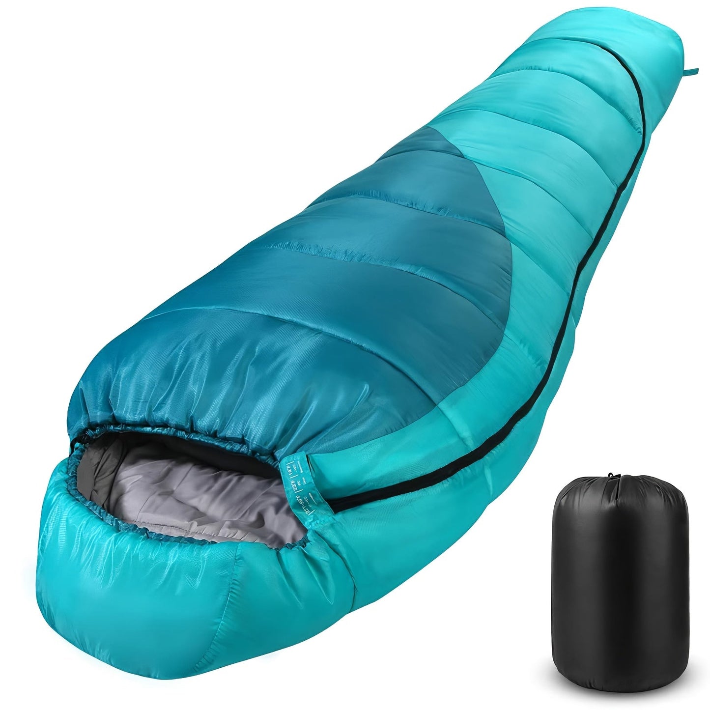 Mummy Sleeping Bag 15°F & 32°F - 3-4 Season Cold Weather Sleeping Bag for Adults, Ripstop Polyester Lining, Anti-Snag Zipper, Warm Washable Camping Sleeping Bag for Hiking, Backpacking & Outdoor