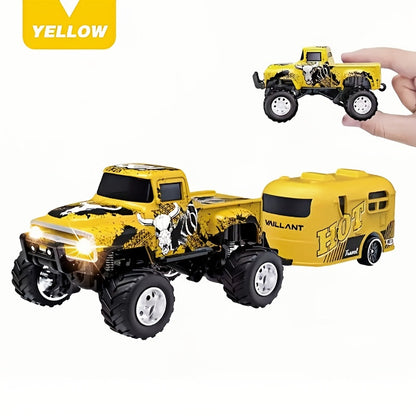 Mini Alloy RC Monster Truck 1:64 Scale 2.4GHz Off-Road Crawler with LED Lights, Street Graffiti Spray-Paint Design, White Headlights & Red Taillights – 5 Colors Kids Gift
