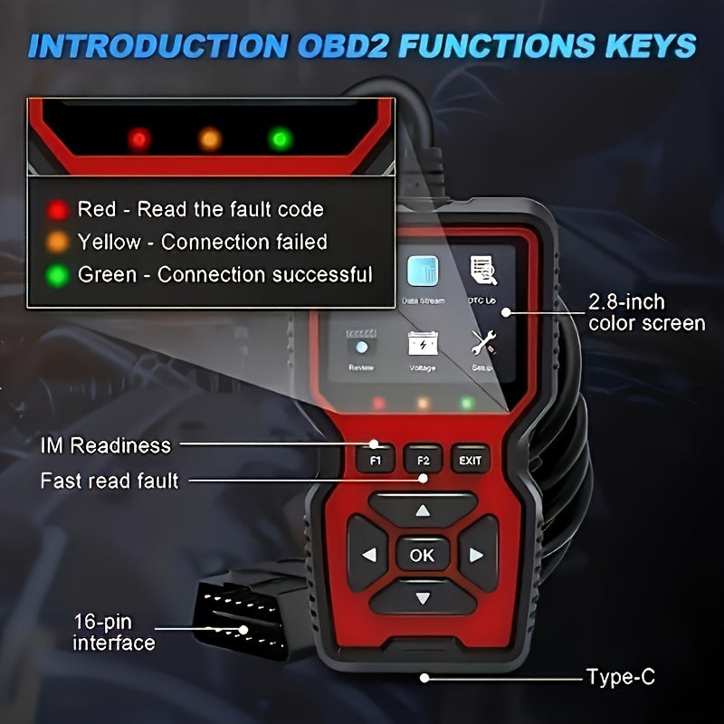 2024 Advanced V519 OBD2 Scanner Tool - Professional Code Reader & Scan Tool for Live Data, Check Engine Light, And Diagnostic Code Reading - Ideal for Mechanics And Car Owners