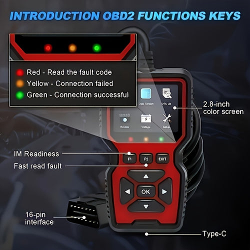 2024 Advanced V519 OBD2 Scanner Tool - Professional Code Reader & Scan Tool for Live Data, Check Engine Light, And Diagnostic Code Reading - Ideal for Mechanics And Car Owners