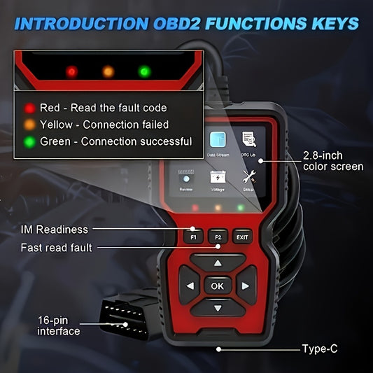 2024 Advanced V519 OBD2 Scanner Tool - Professional Code Reader & Scan Tool for Live Data, Check Engine Light, And Diagnostic Code Reading - Ideal for Mechanics And Car Owners