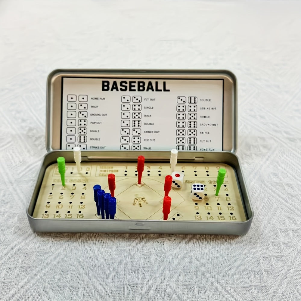 Sports Travel Board Game Set – Portable Wooden Baseball Softball Football Finger Dice Tabletop Game for Family Game Night, Parties & Kids Adults