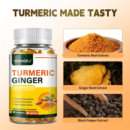 Turmeric Gummies with Black Pepper & Mint — 2000% Higher Absorption Curcumin | Anti-Inflammatory Joint, Immune & Digestive Support | Natural Formula | 60 Count | Women & Men Daily Wellness Supplement