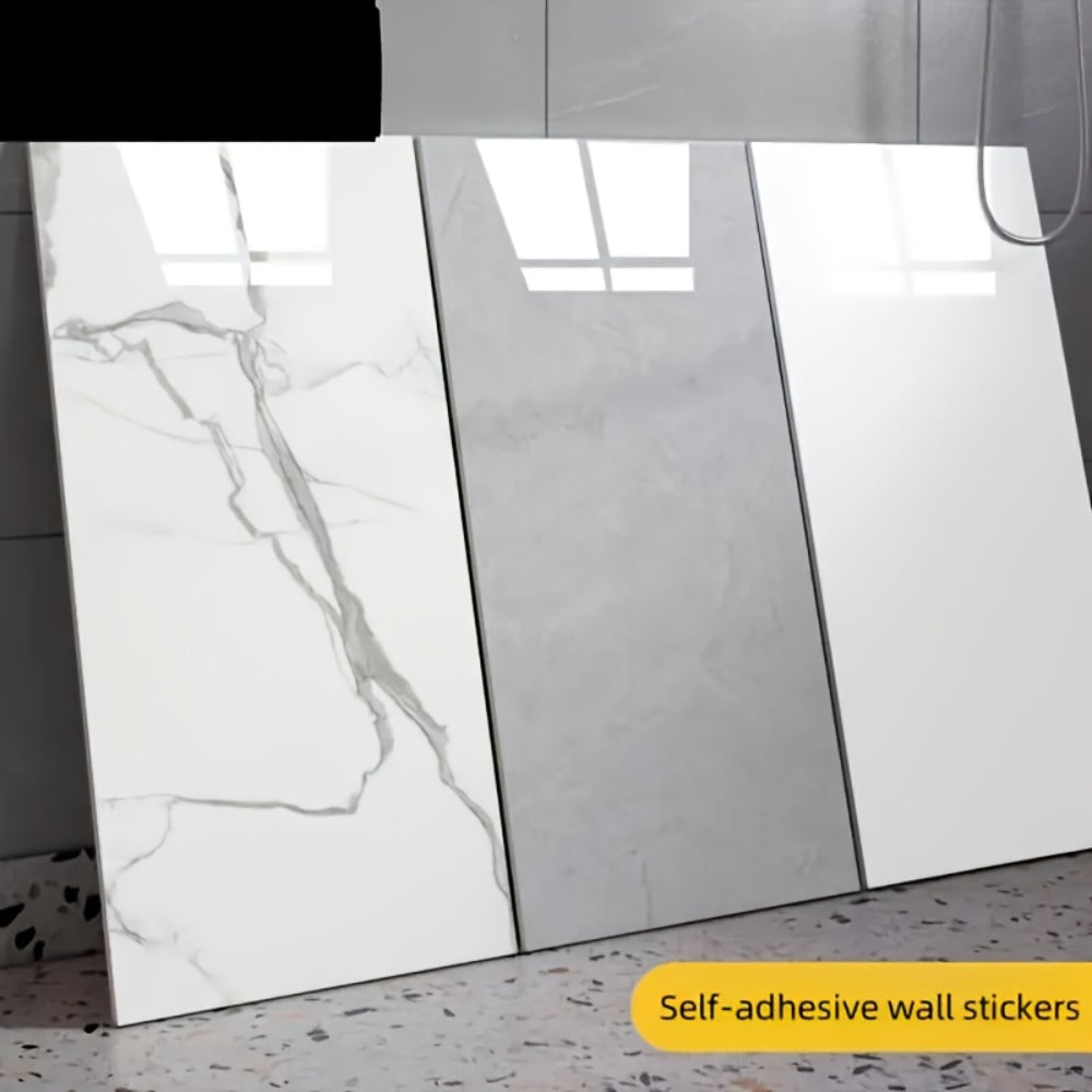 Marble Pattern Wall Stickers Vinyl Decals Oversized Glam Style Self Adhesive High Gloss Removable Wallpaper for Kitchen Bathroom Living Room Office Home Decor 20 40 Pieces Multiple Colors