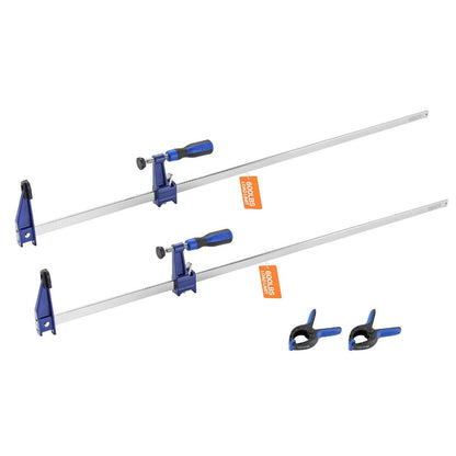 Bar Clamps for Woodworking F Clamp Set – 24" & 36" Cast Iron Jaw, 600 LB Load, Lockable Slide Bar, 2 or 4-Pack for Furniture Assembly, Glue-Ups & Wood Joining Projects