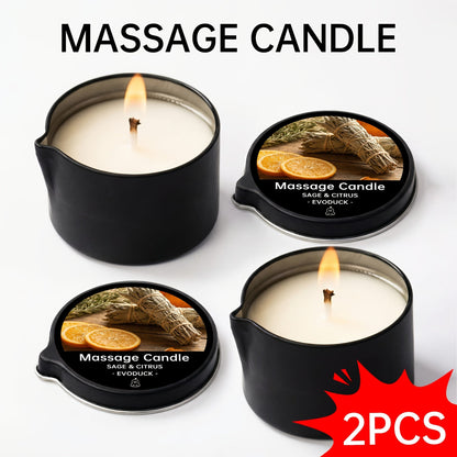 Massage Oil Candle 2-in-1 Soy Wax Scented Candle with Essential Oil — Moisturizing Warm Body Lotion for Spa Pedicure Relaxation Aromatherapy Gift for Women 2oz Multiple Scents