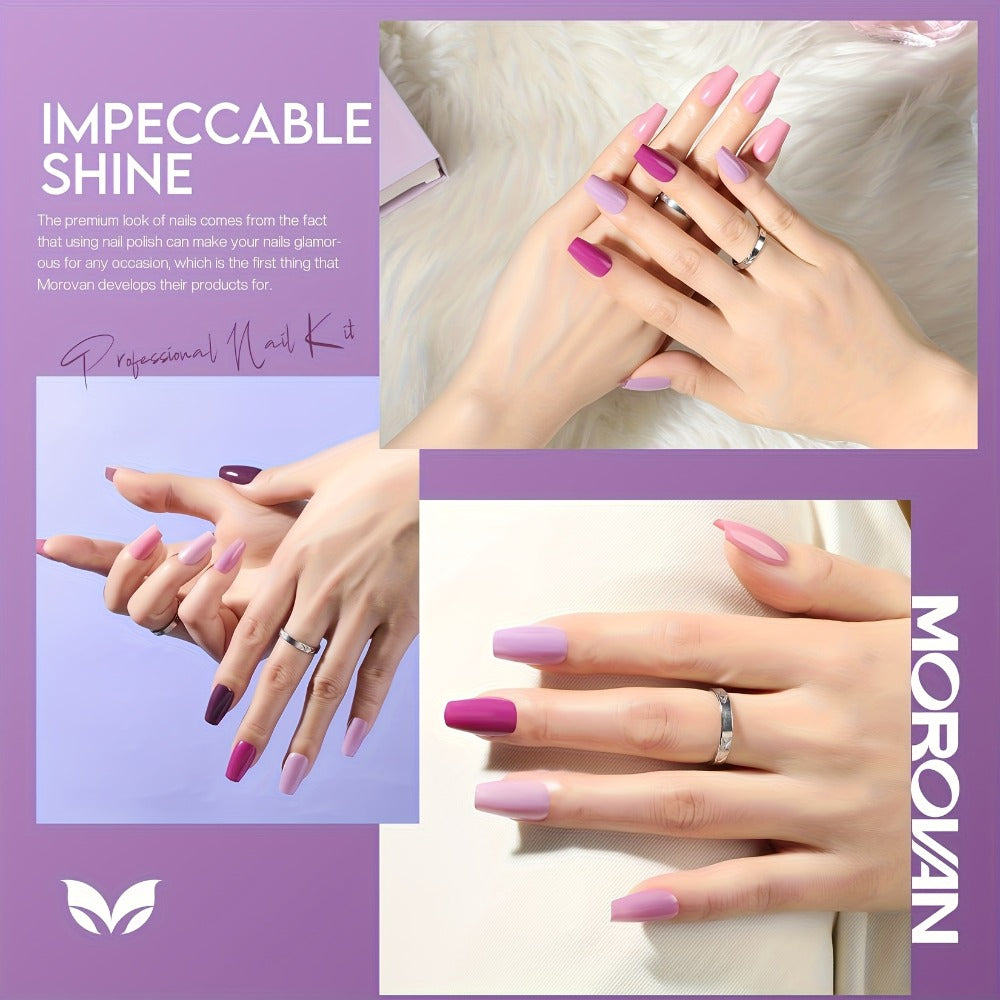 Nail Polish Set 6 Colors Quick Dry Long-Lasting – Hot Pink, Rose Red, Lilac Purple, Nude Pink, Lavender & Violet High Gloss 0.25oz, Chip-Resistant Nail Polish Gift Set for Women Teens Girls