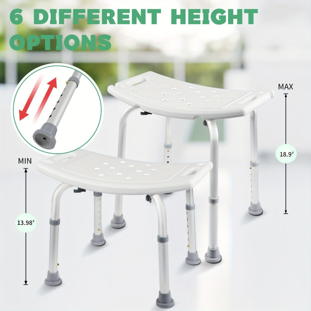 Shower Bench with Suction Feet – Adjustable Non-Slip Bath Stool, 350 LBS Capacity, Rust-Proof Aluminum, Medical Grade Bath Seat for Seniors, Adults & Disabled, Fits Showers & Tubs