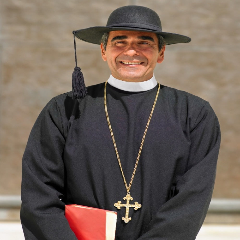 Priest Collar Costume 3 Piece Set – Unisex Clergy Tab Collar Black Dickey Neck Band for Men Women Pastor Halloween Costume Accessory Clerical Vestment Theater Prop