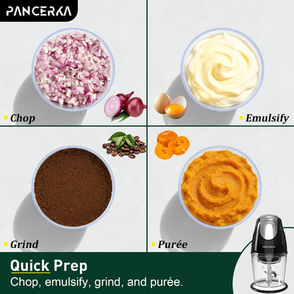 Electric Food Chopper Mini Food Processor – One-Touch 600ml Vegetable Chopper with 4 Stainless Steel Blades, Meat Grinder Blender for Garlic, Fruits, Smoothie, Puree, Black