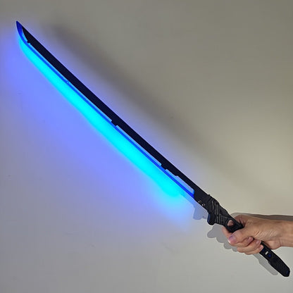 LED Cyberpunk Katana Prop 80cm Acrylic Luminous – 1:1 Scale Sci-Fi Glowing Sword for Cosplay Halloween Masquerade Party Display Collectible Blunt Safe Red Orange Green